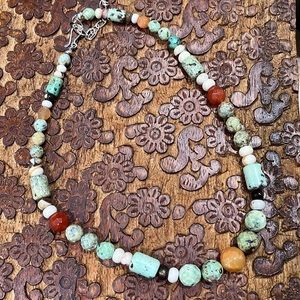 Jay King Chrysocolla and Sunstone Necklace